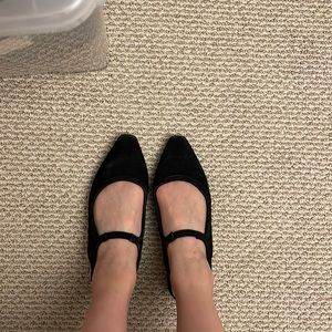 Open heel suede ballet flat with strap